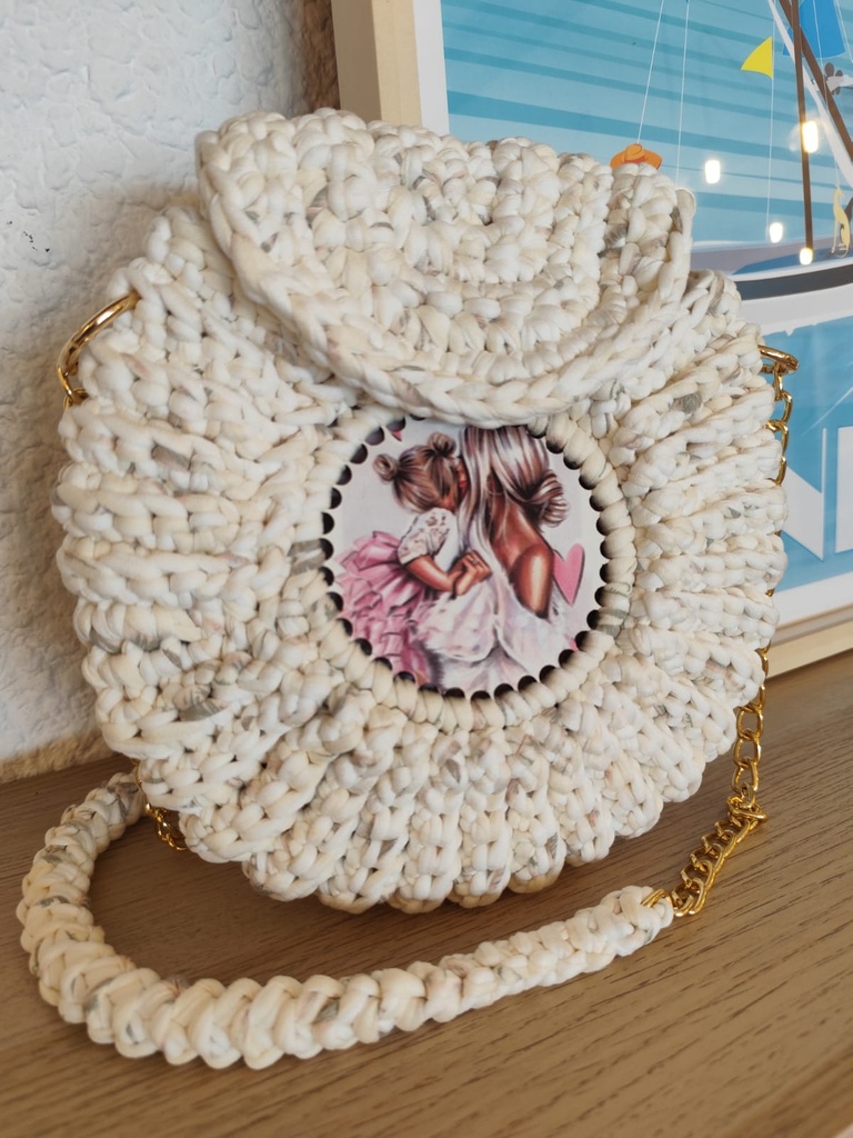 Sac crochet illustré mère et fille
