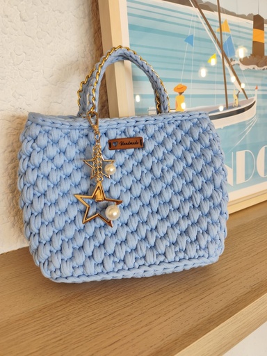 Sac crochet bleu clair